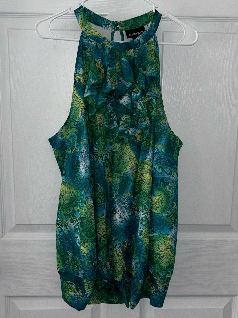 Lane Bryant Ruffle Front Paisley Print Halter Top Blouse size 22/24